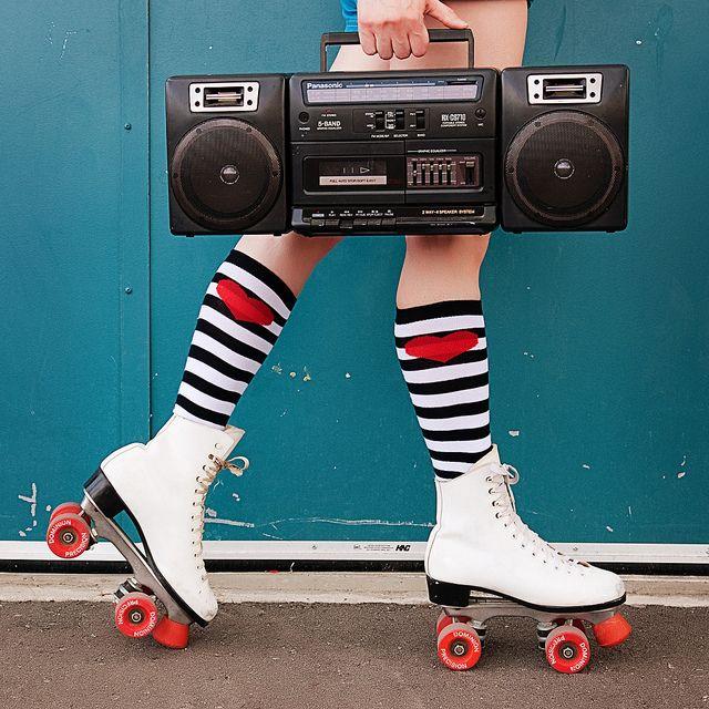 1980s Costume Accessories Featuring Jelly Bracelets and Boombox