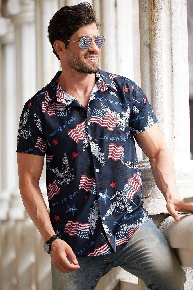 American Flag Button Down Shirt