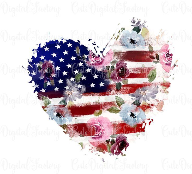 American Flag Heart T-Shirt Design