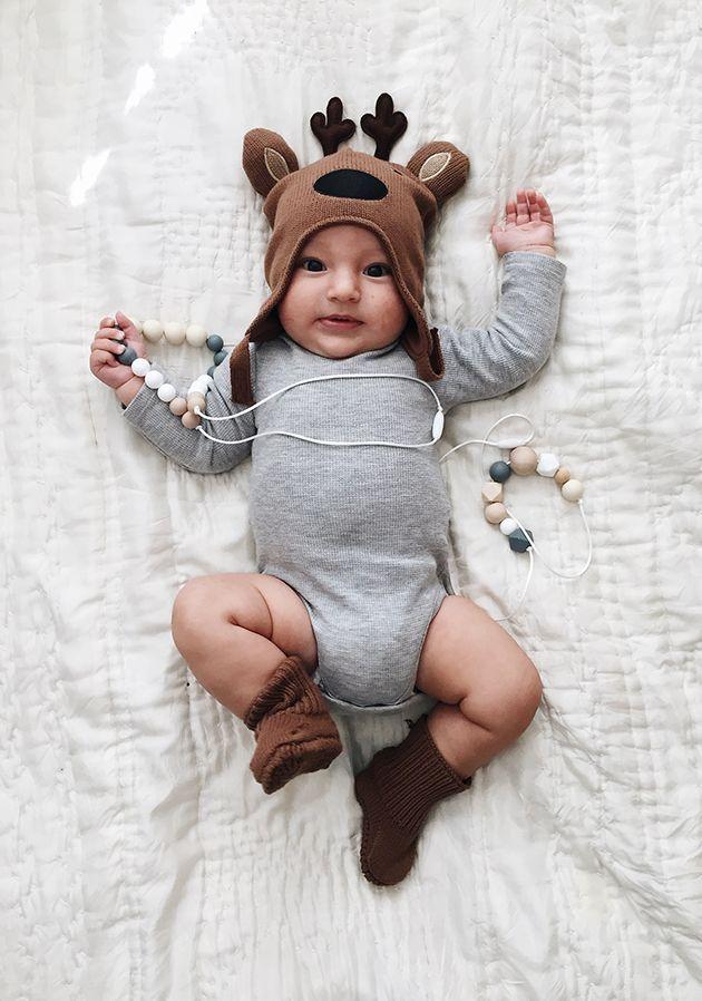 Baby Boy Wearing Thanksgiving Themed Cotton Onesie