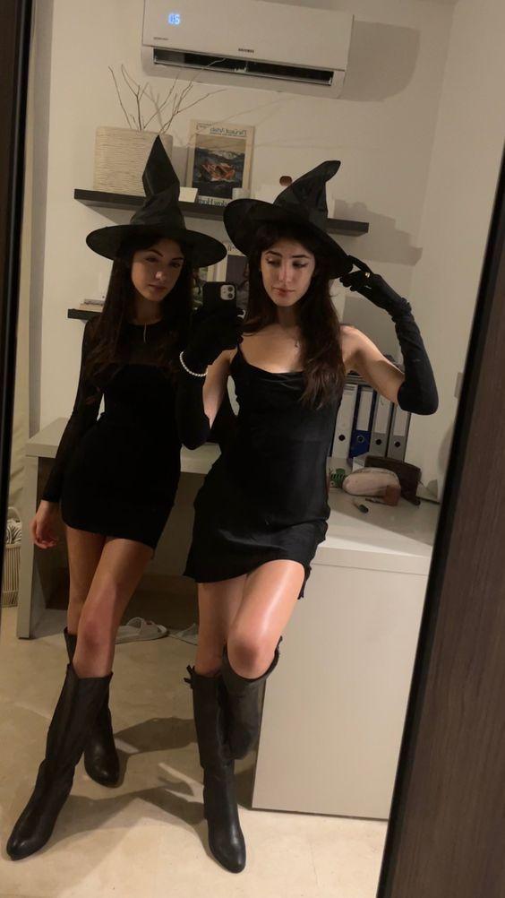 Witch and Black Cat Halloween Shirts for Best Friends