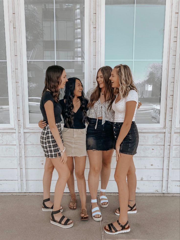 Four Girls Laughing Wearing Best Friend Hoodies