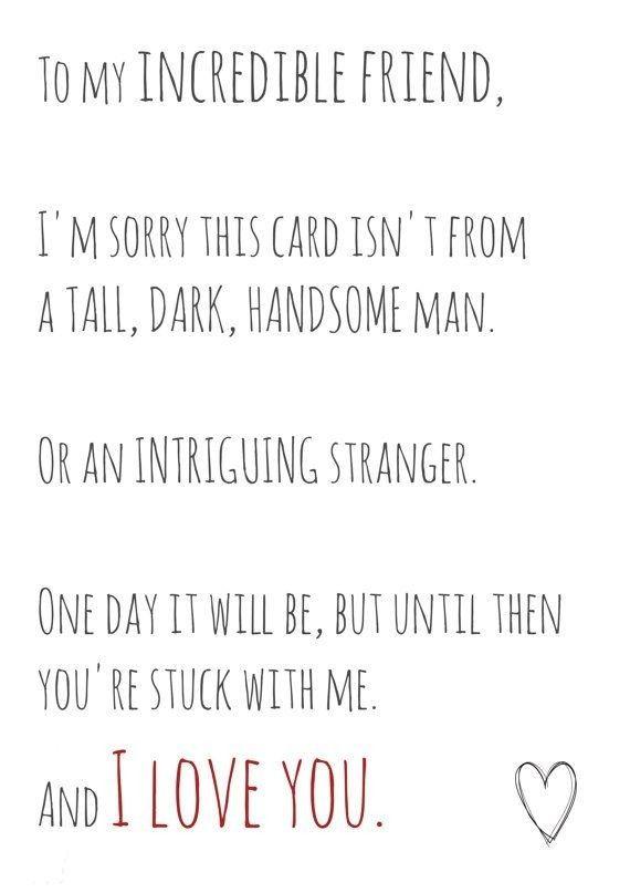 handwritten valentine card best friend