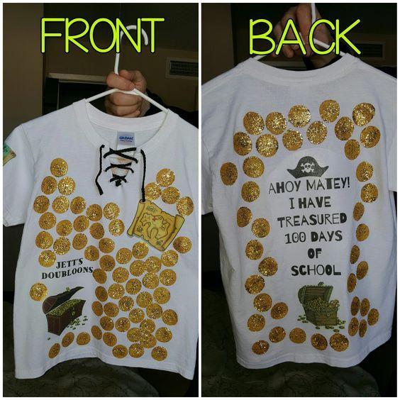 Boy Displaying 100 Days Buttons Shirt