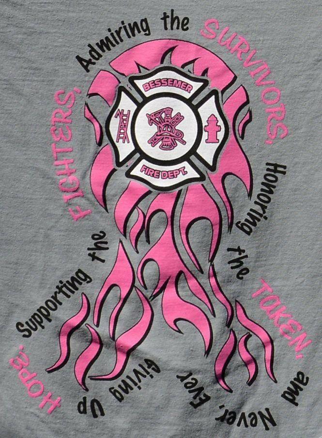 Breast Cancer Firefighter Pink Ribbon Shirt