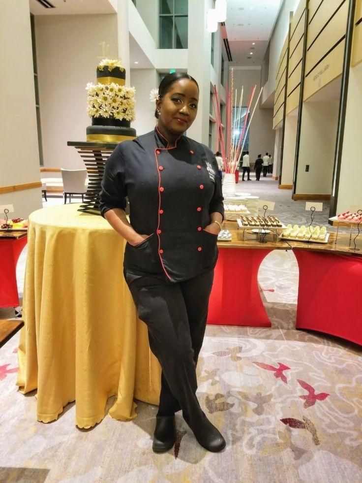 chef blouse black woman chef smiling