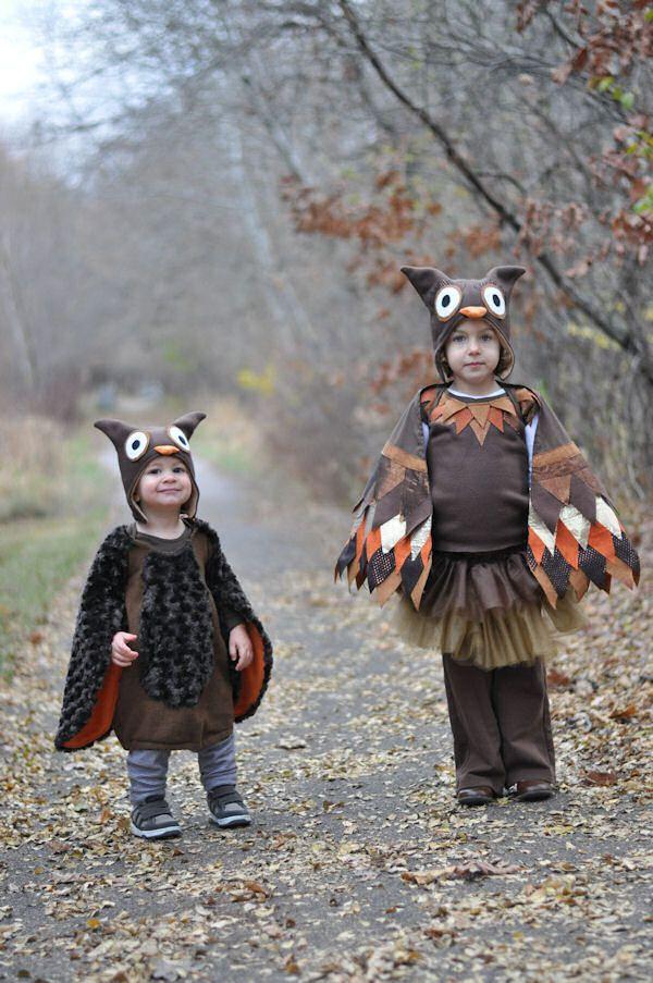 Two Children Wearing Owl Thanksgiving Shirts