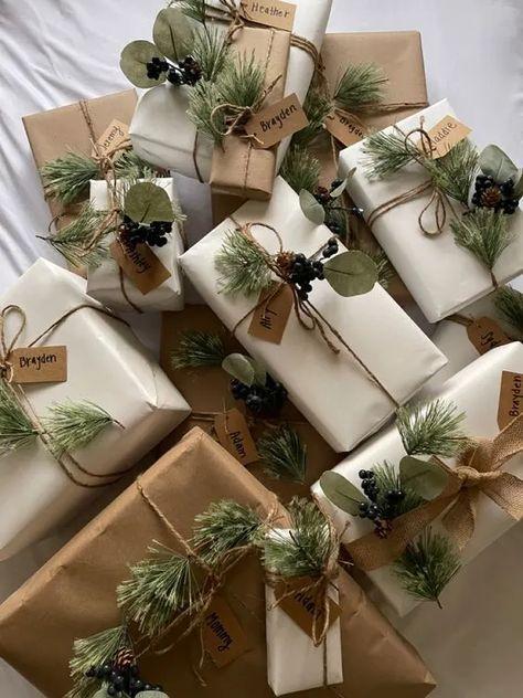 Festively wrapped christmas gifts