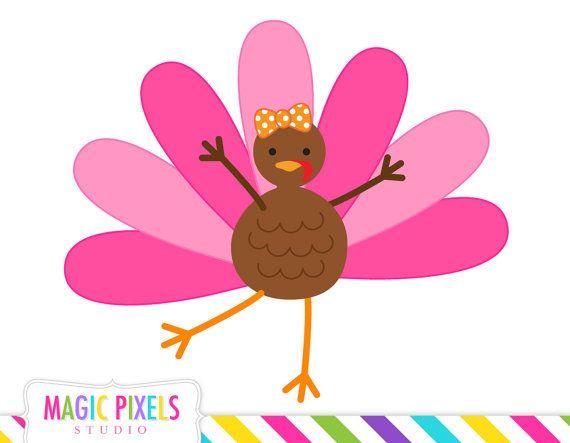 Cute Turkey Girl Thanksgiving Clipart
