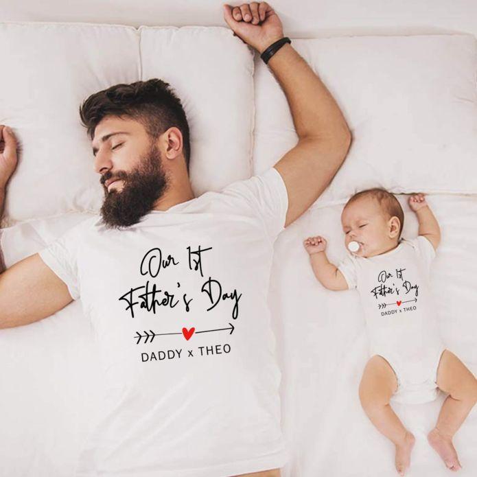 Dad and Daughter Matching T-Shirts for Father's Day with a heart design
