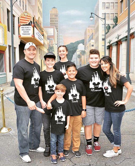 Matching Disney Family Shirts with Mickey Mouse Castle