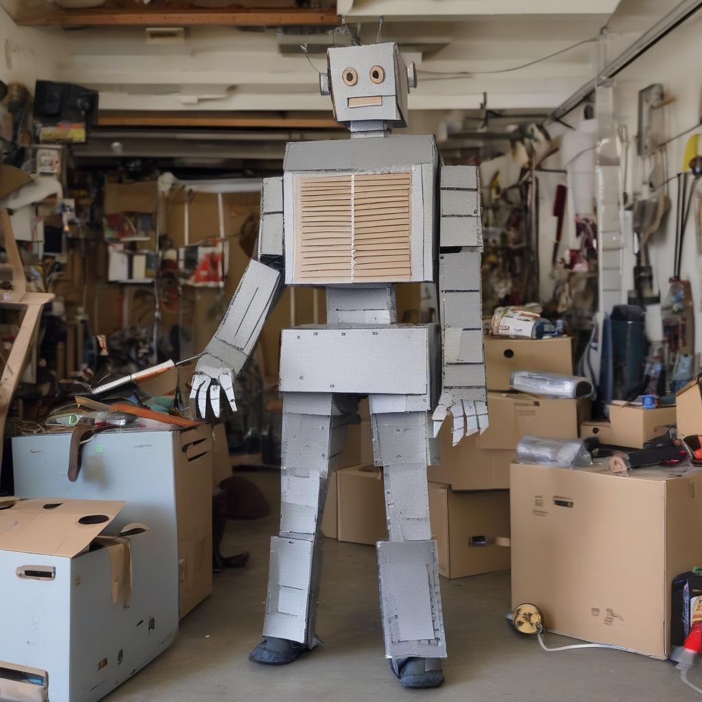 diy halloween costume adult cardboard robot