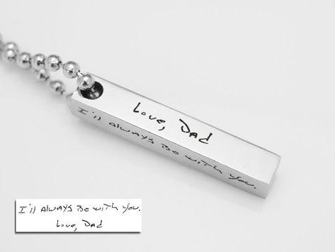 Engraved necklace with daughter's name and birthdate