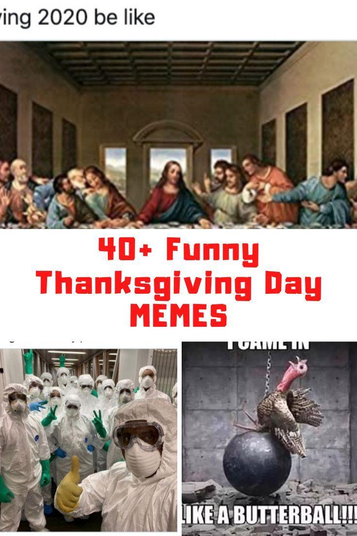 Family wearing funny Thanksgiving shirts at dinner table