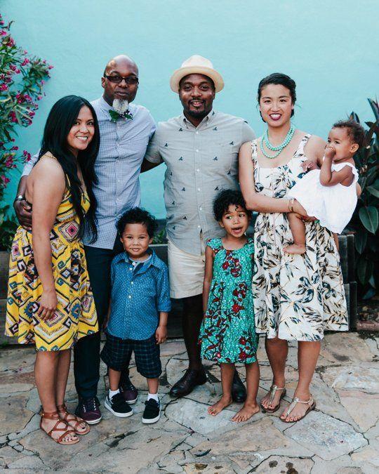 african american family wearing matching t shirts celebrating 4th of july