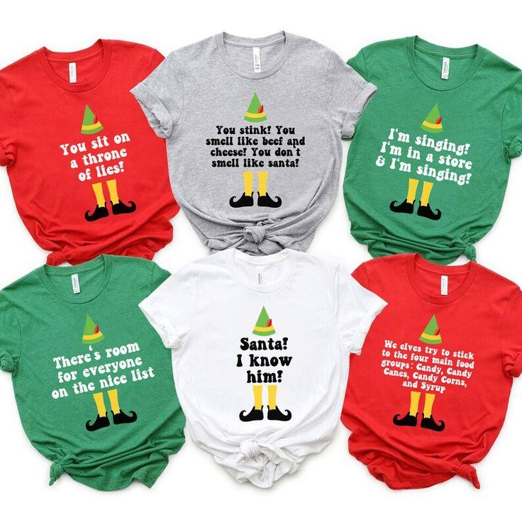Father and son matching Elf Christmas shirts