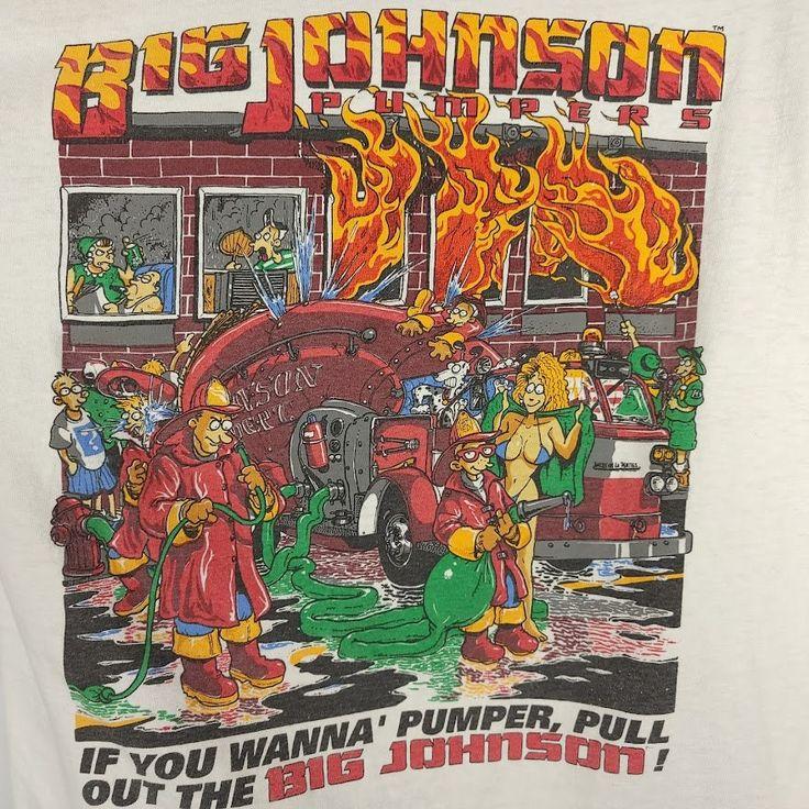 Big Johnson Firefighter T-Shirt with Skull and Flames