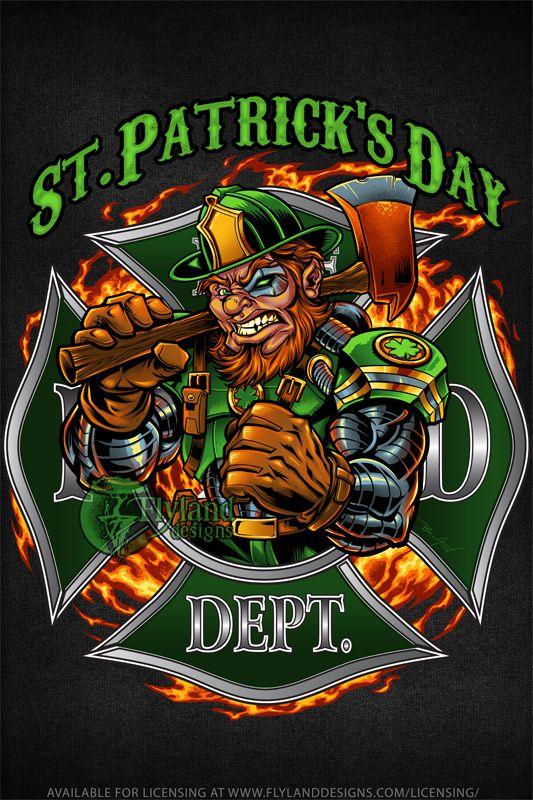 Firefighter St Patricks Day Graphic Shirt Full