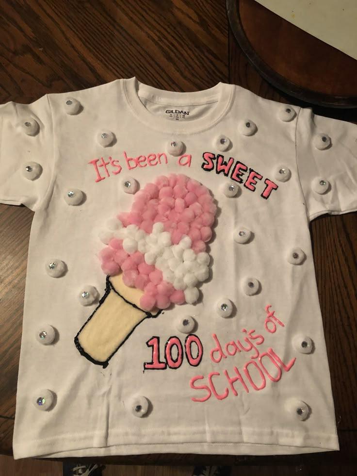 Girl Wearing Sparkly 100 Days School Shirt