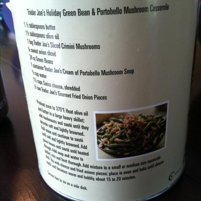 Green Bean Casserole Thanksgiving Shirt with Nutritional Facts Label