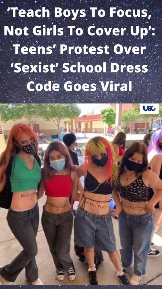 group of students discussing school dress code policy