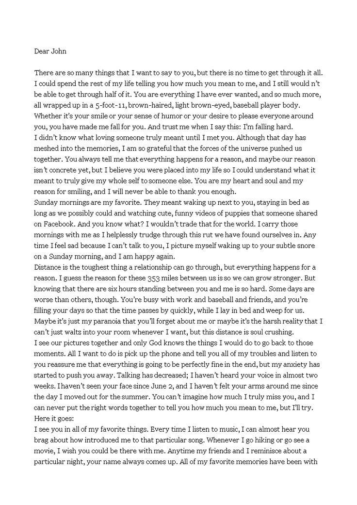 Handwritten Love Note for Long Distance Boyfriend