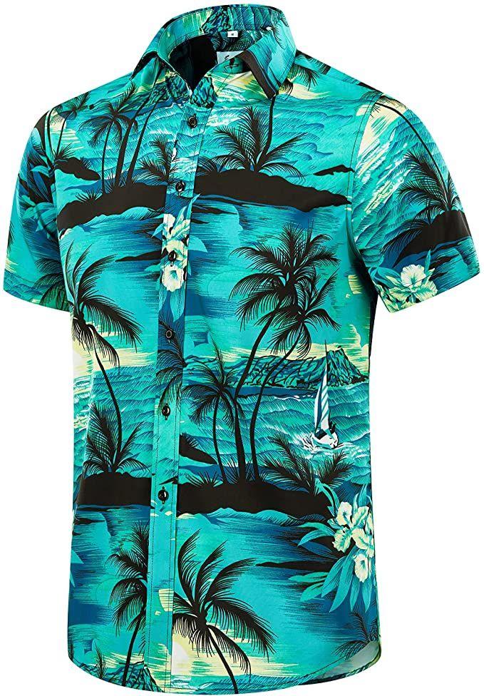 man wearing funny christmas short sleeve button down