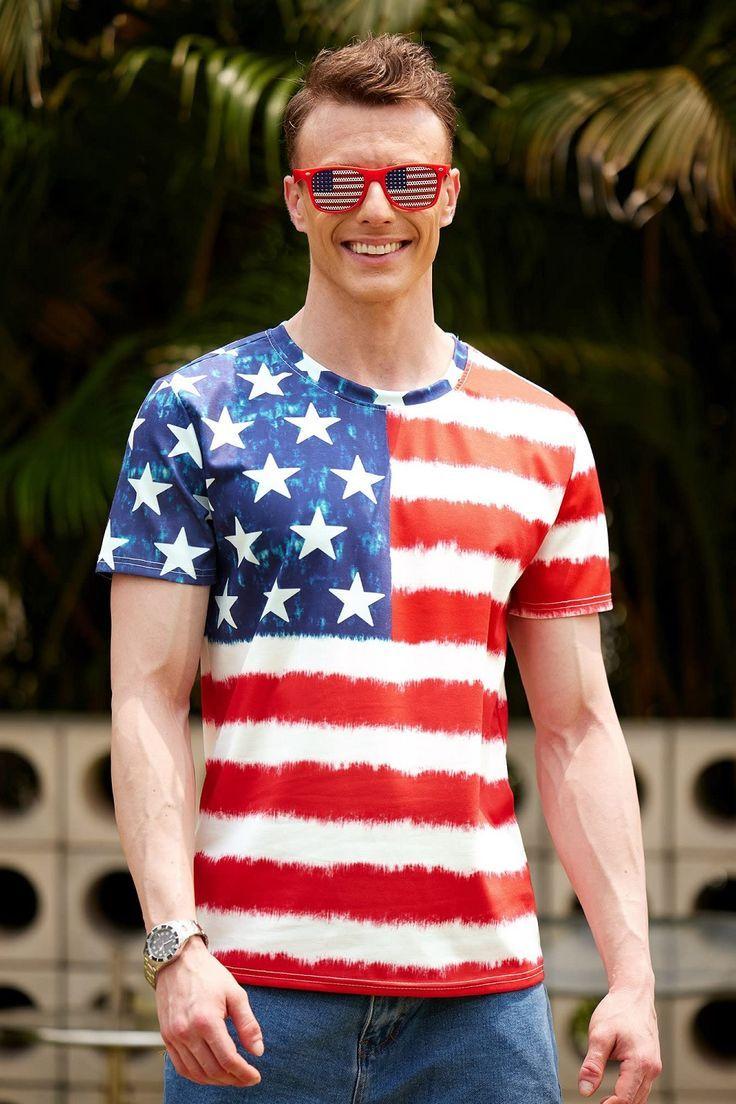 Mens 4th July Flag Tee