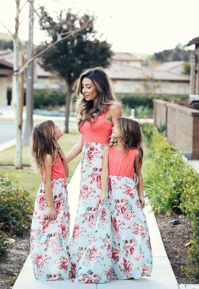 Mom and Daughter Floral Easter Shirts