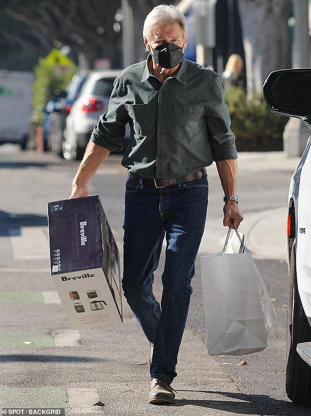 Stressed person last minute Christmas shopping