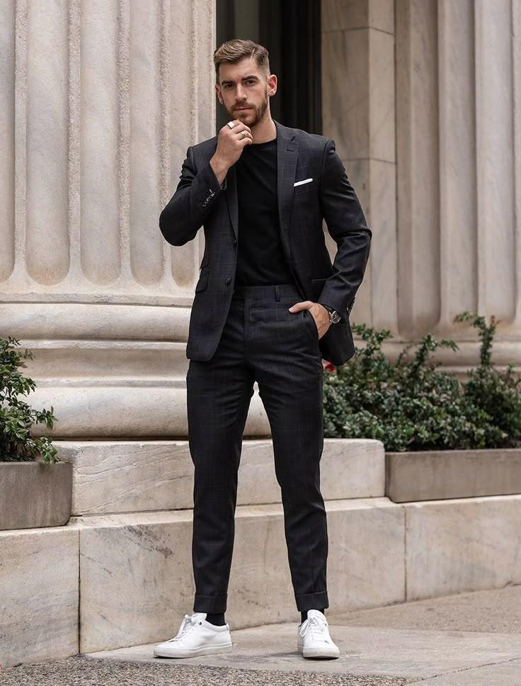 Plain T-Shirt with Blazer for Med School Photos