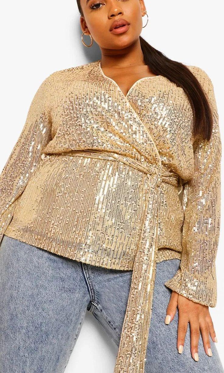 Plus Size Sequin Christmas Top