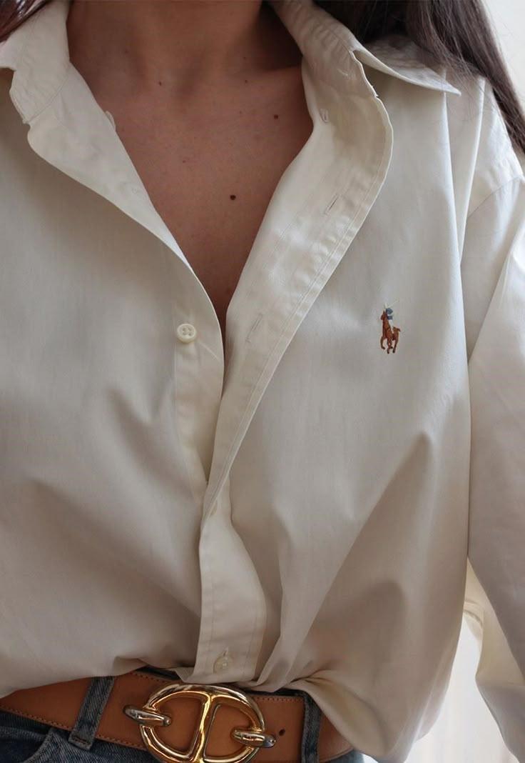 Polo Ralph Lauren Easter outfit for women, featuring a floral shirt and white pants