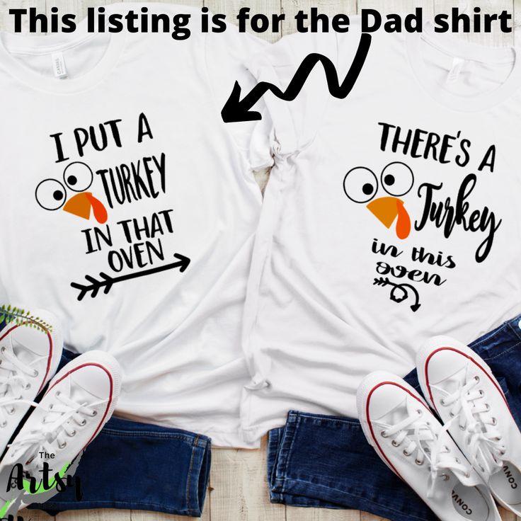 Pregnant Woman Wearing Thanksgiving Turkey Maternity Shirt