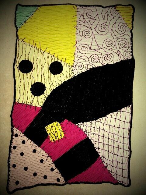 Close up of Sally Nightmare Before Christmas patchwork light up sweatshirt