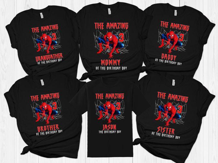 Sibling shirts for 2: Two children wearing matching superhero themed T-shirts.