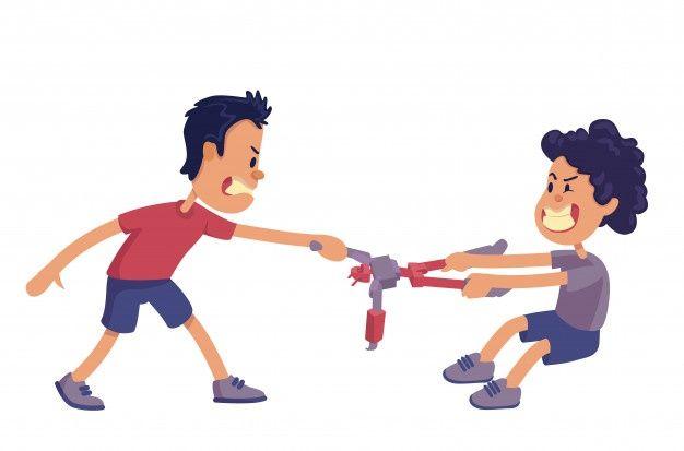 Cartoon Siblings Fighting Illustration