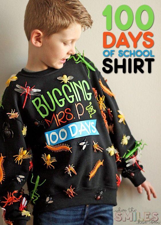 Teacher and Students Wearing 100 Days of School Shirts