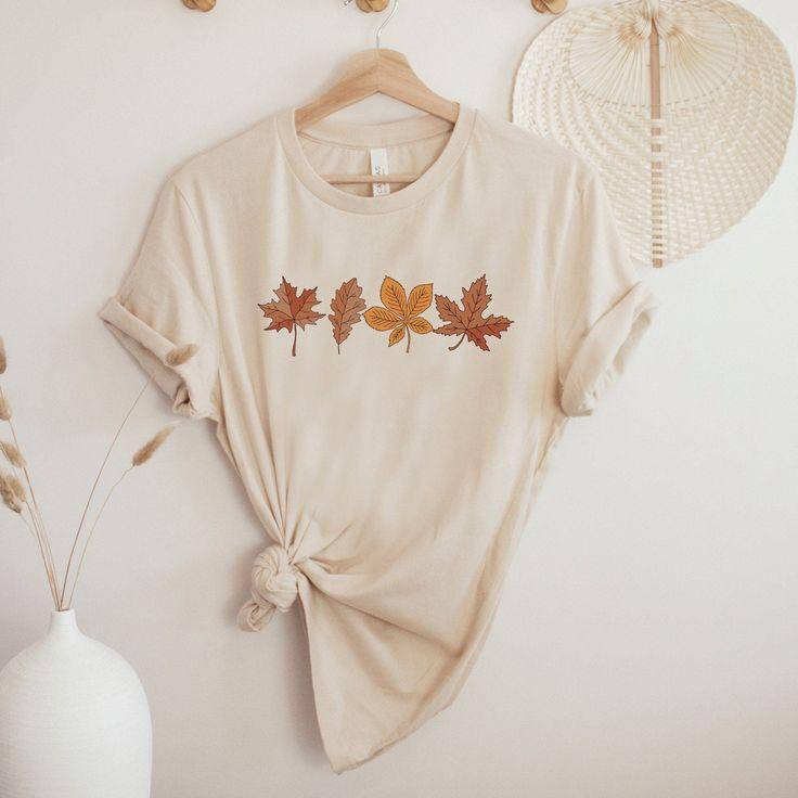 Thanksgiving Shirt Woman Fall Leaves Design