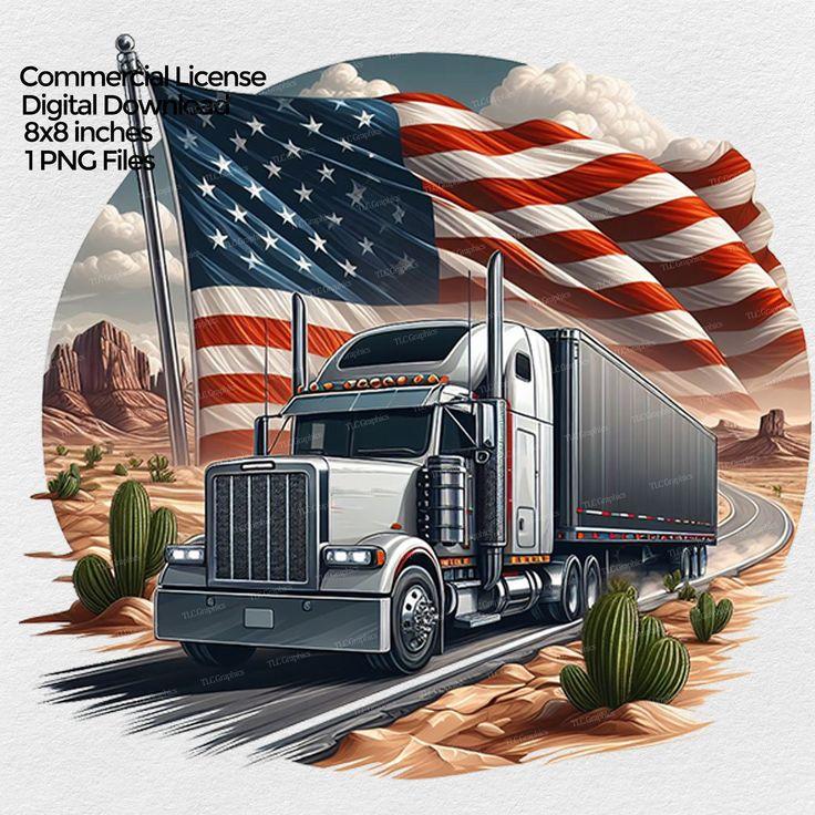 Trucker American Flag T Shirt