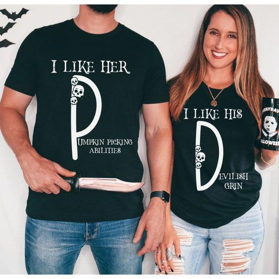 Valentines Day Couple Wearing Matching Heart Shirts