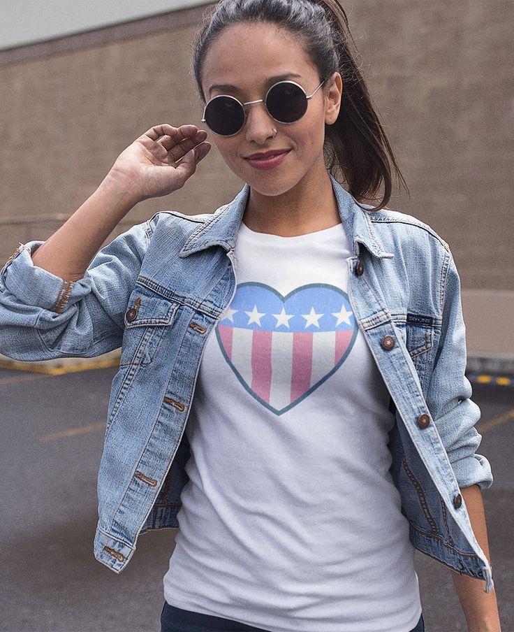 Vintage American Flag Heart T-Shirt