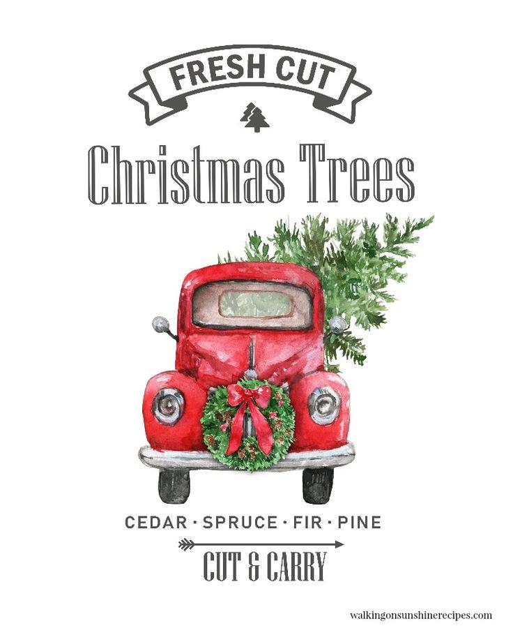 vintage farm fresh christmas tree truck sweatshirt with snow