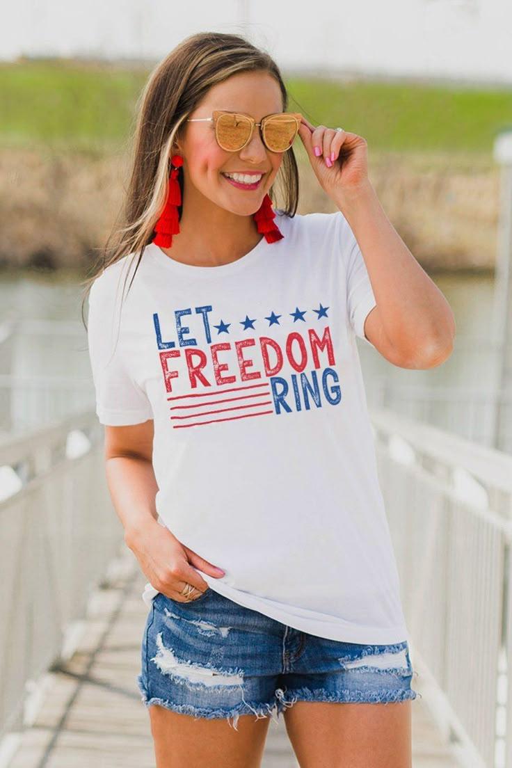 Woman Styling 4th July Shirt