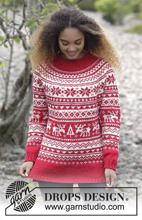 Woman Wearing a Blue and White Fair Isle Christmas Sweater Smiling